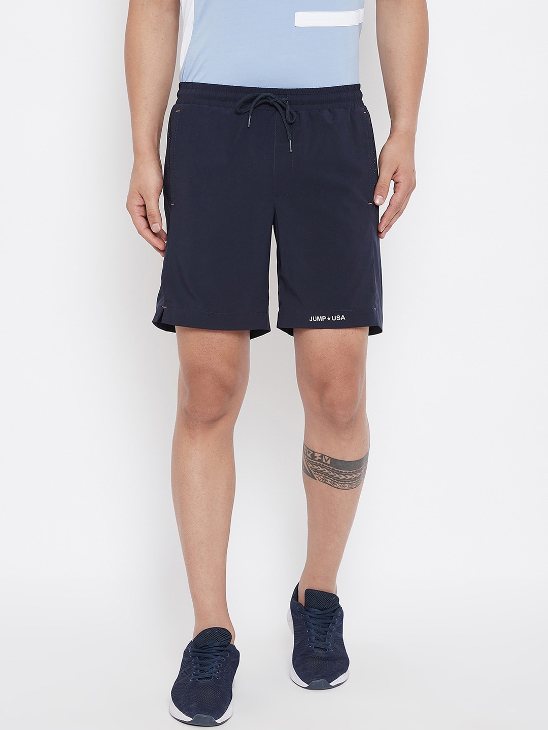 JUMP USA Men Navy Blue Solid Regular Fit Sports Shorts