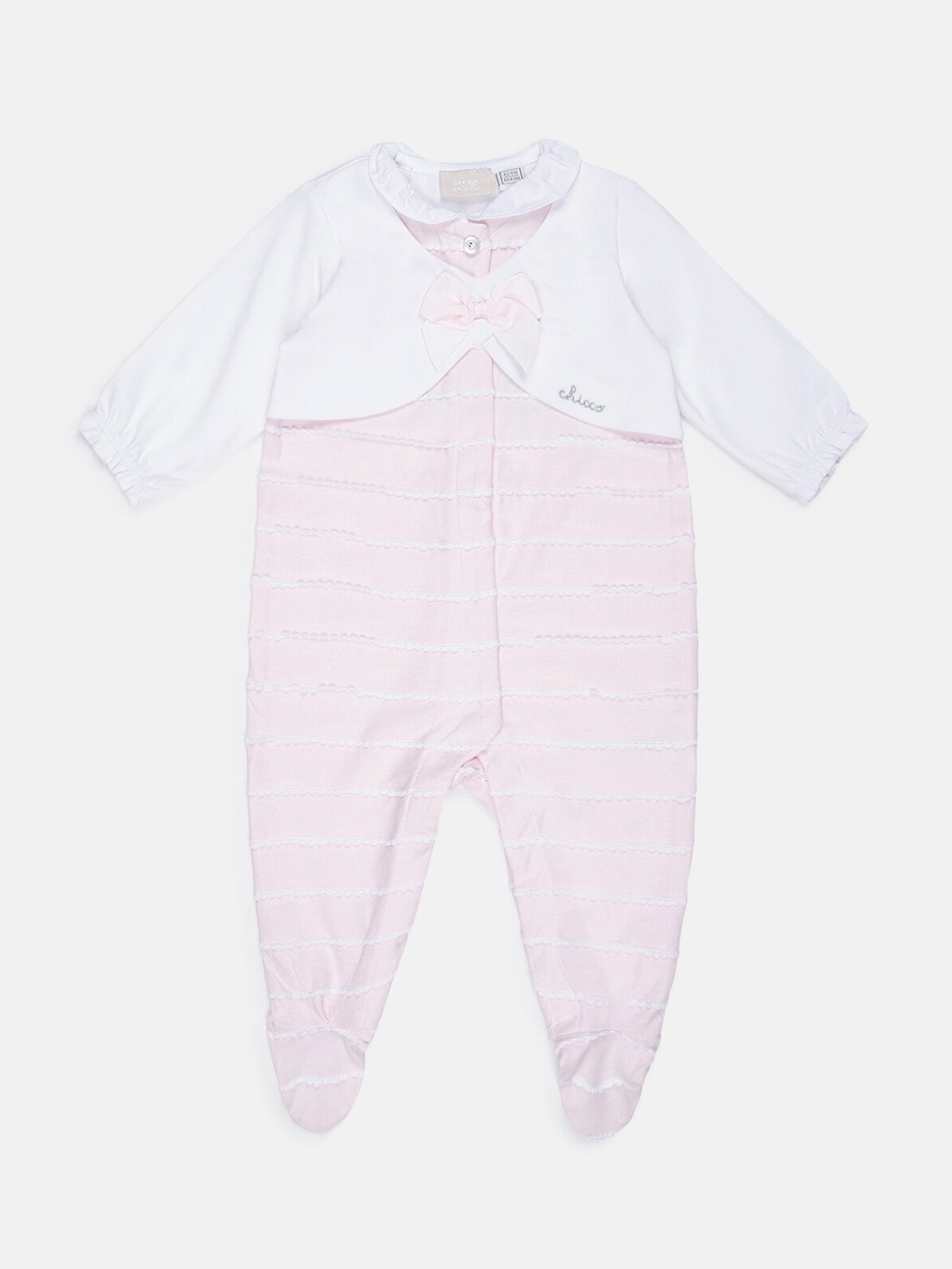 

Chicco Infant Girls Pink & White Striped Sleepsuit