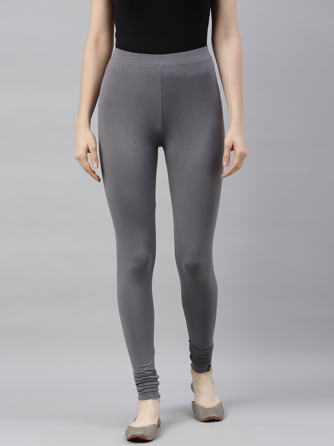 

TWIN BIRDS Women Charcoal Grey Solid Churidar-Length Leggings