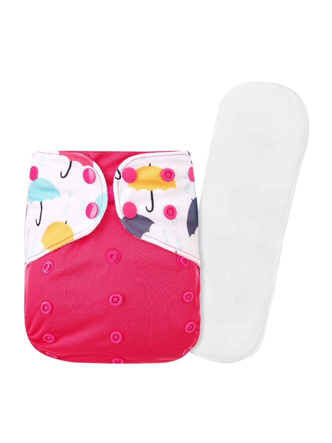 

GUCHIGU Unisex Kids Magenta Pink & White Printed Soft Baby Cloth Washable Diapers