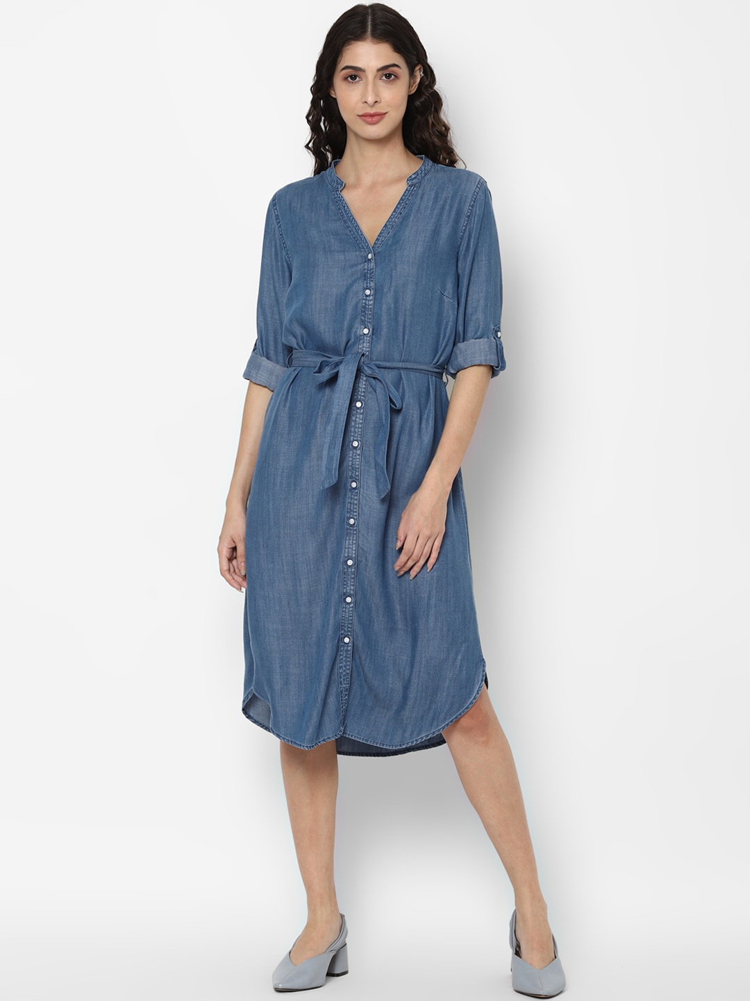 

Allen Solly Woman Women Blue Solid Shirt Dress