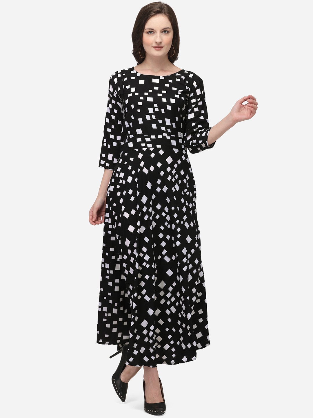 

Florence Women Black Printed Fit and Flare Dress