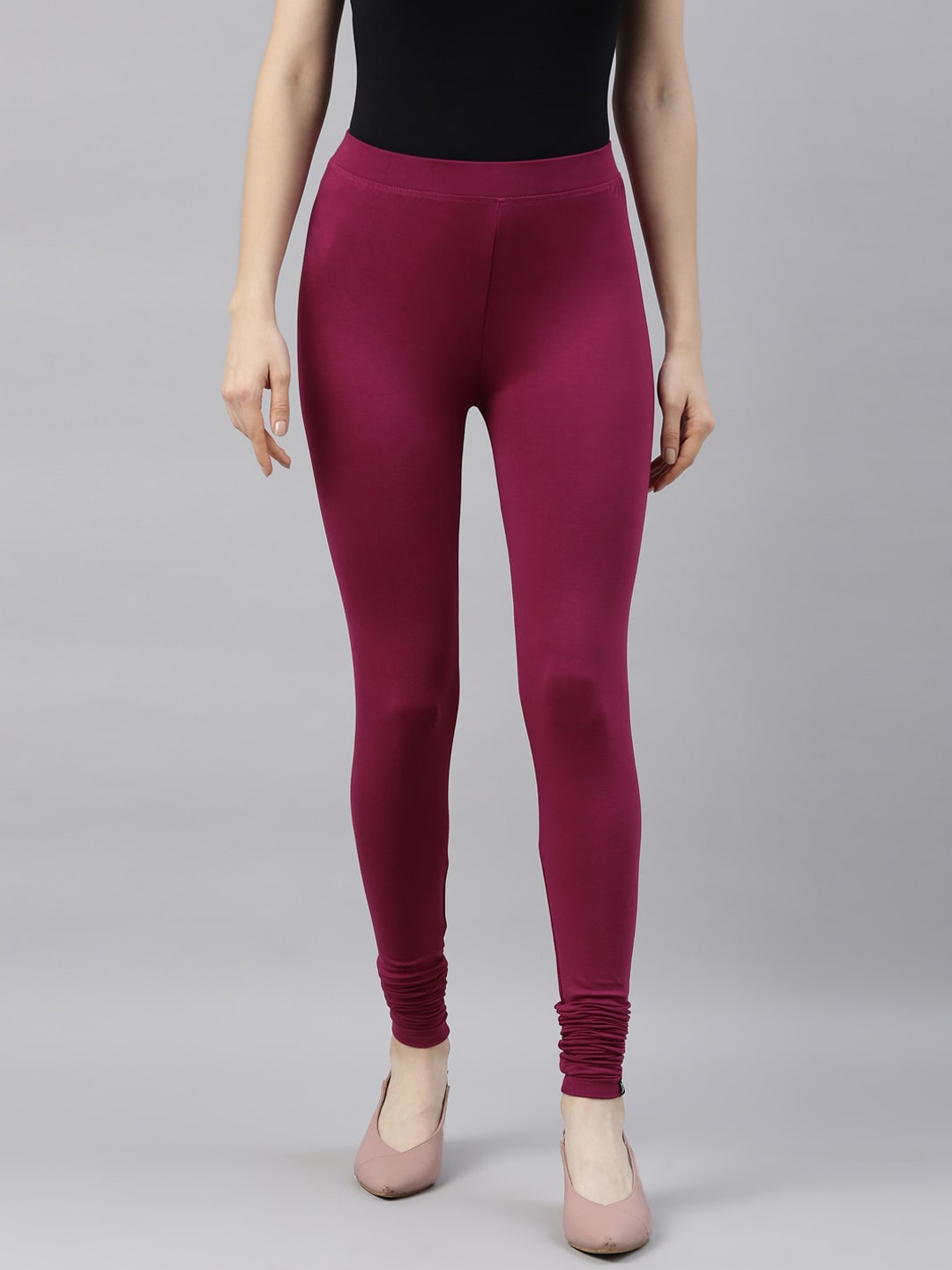 

TWIN BIRDS Women Magenta Solid Churidar-Length Leggings