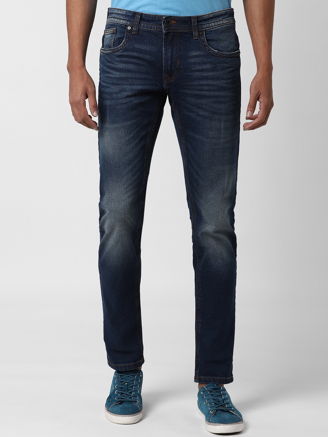 

Peter England Casuals Men Navy Blue Skinny Fit Mid-Rise Jeans