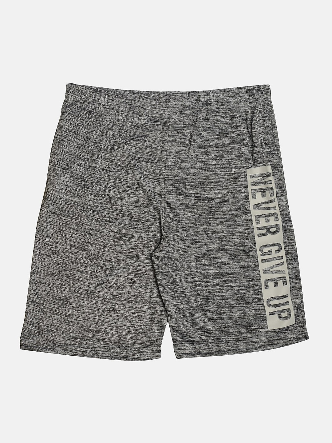 TINY HUG Boys Grey Melange Printed Regular Fit Sports Shorts