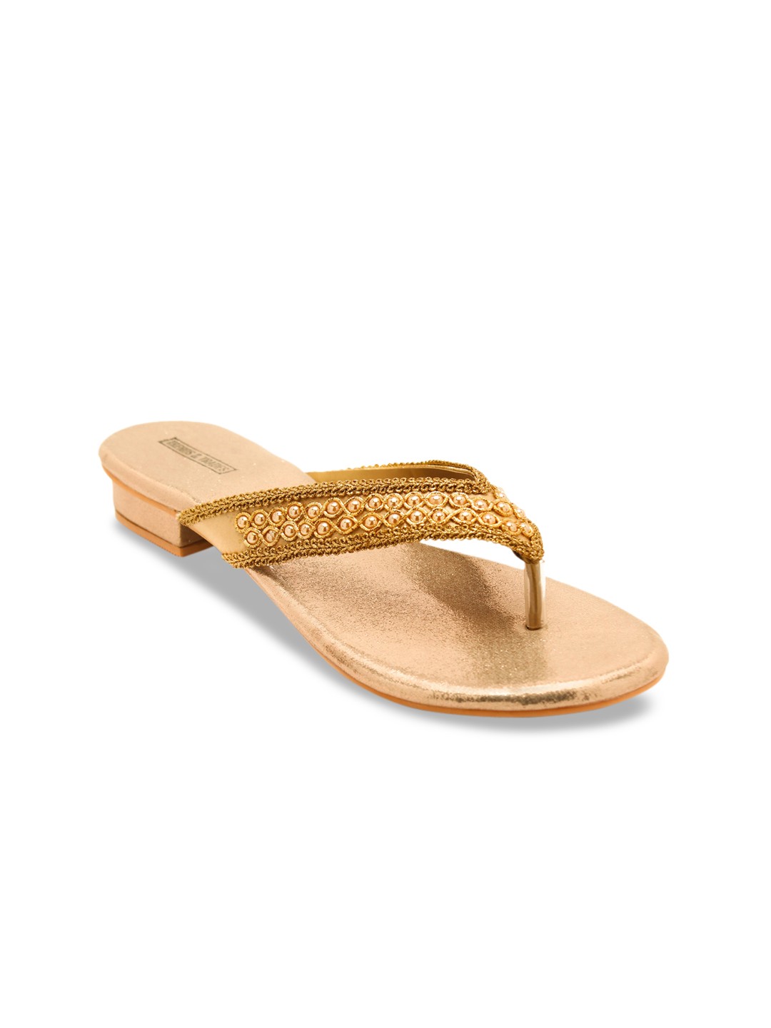 

TRENDS & TRADES Women Gold-Toned Woven Design Sandals