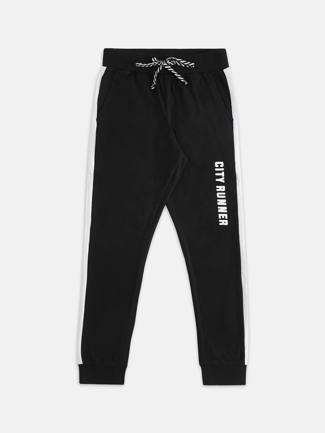 

Pantaloons Junior Boys Black Pure Cotton Solid Joggers