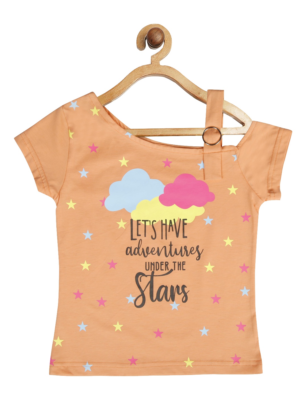 

Tiny Girl Peach-Coloured Printed Regular Top