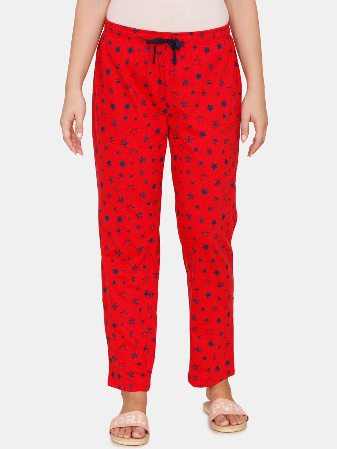 

Zivame Women Red Printed Cotton Lounge Pants