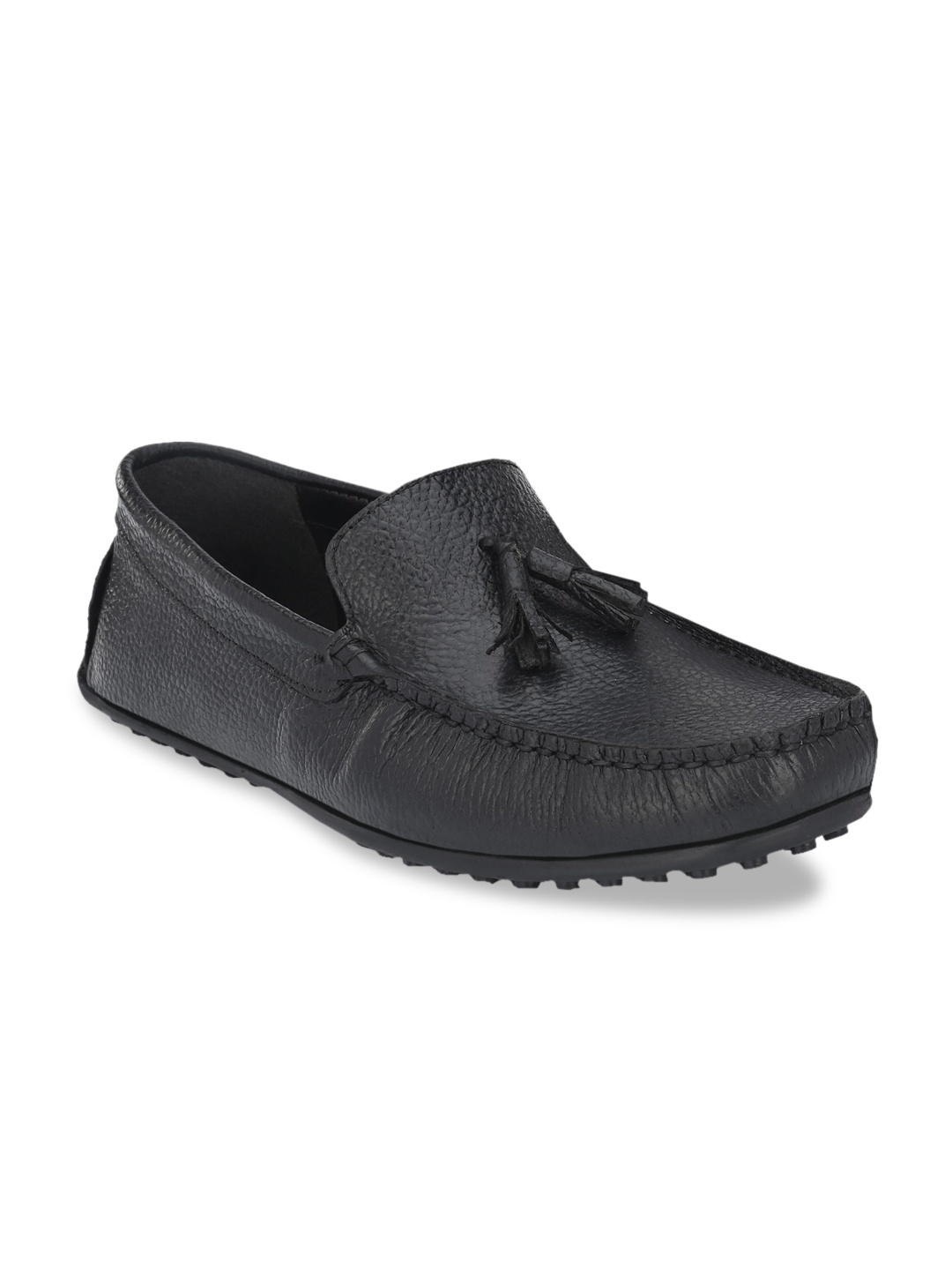 

CARLO ROMANO Men Black Textured Leather Driving Shoes