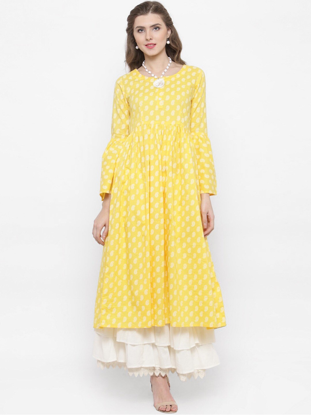 

Sera Women Yellow Paisley Printed Anarkali Kurta