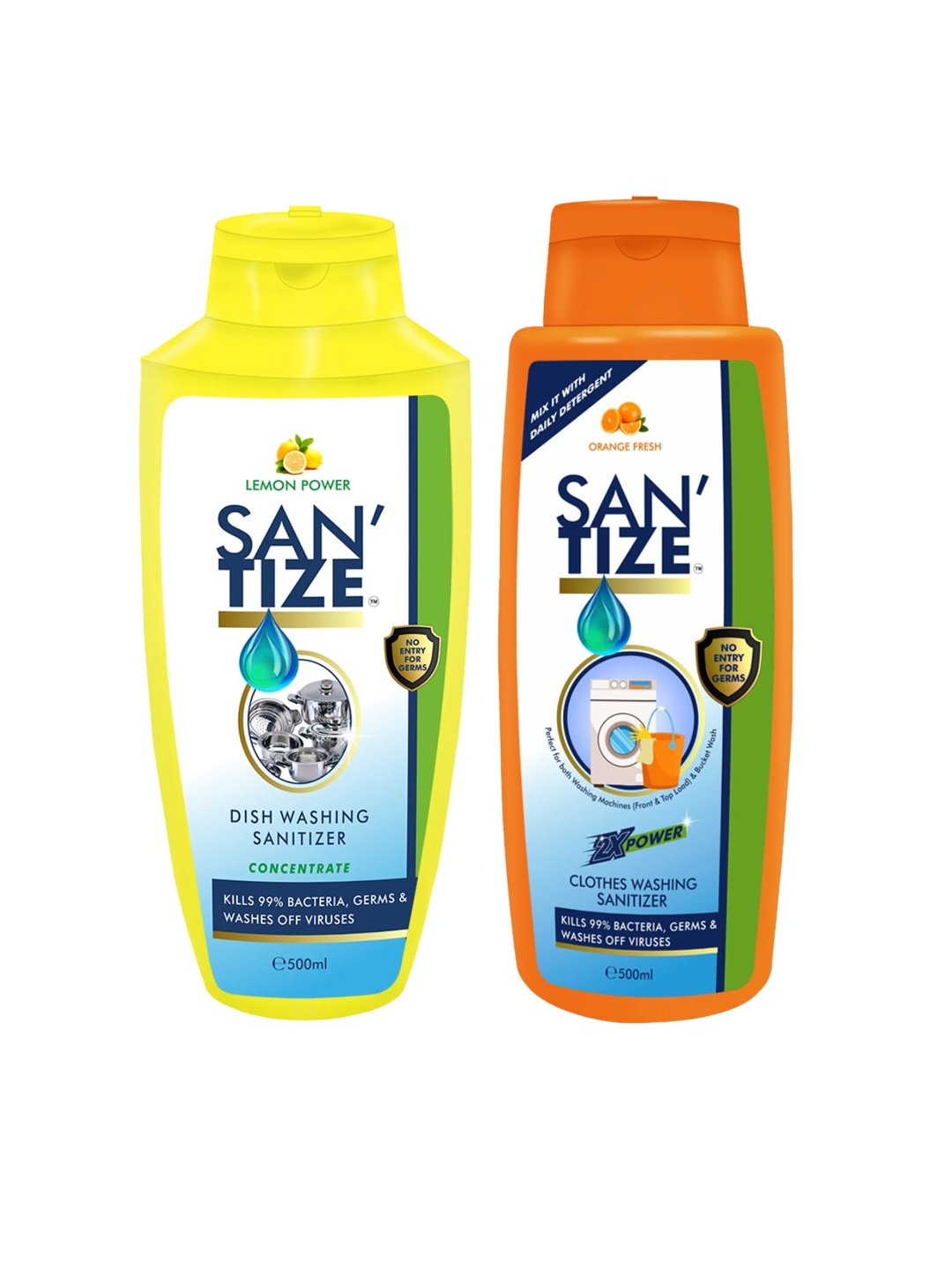 

Indus Valley Set of 2 Clothes & Lemon Dishwash Sanitizer - 500 ml, Yellow