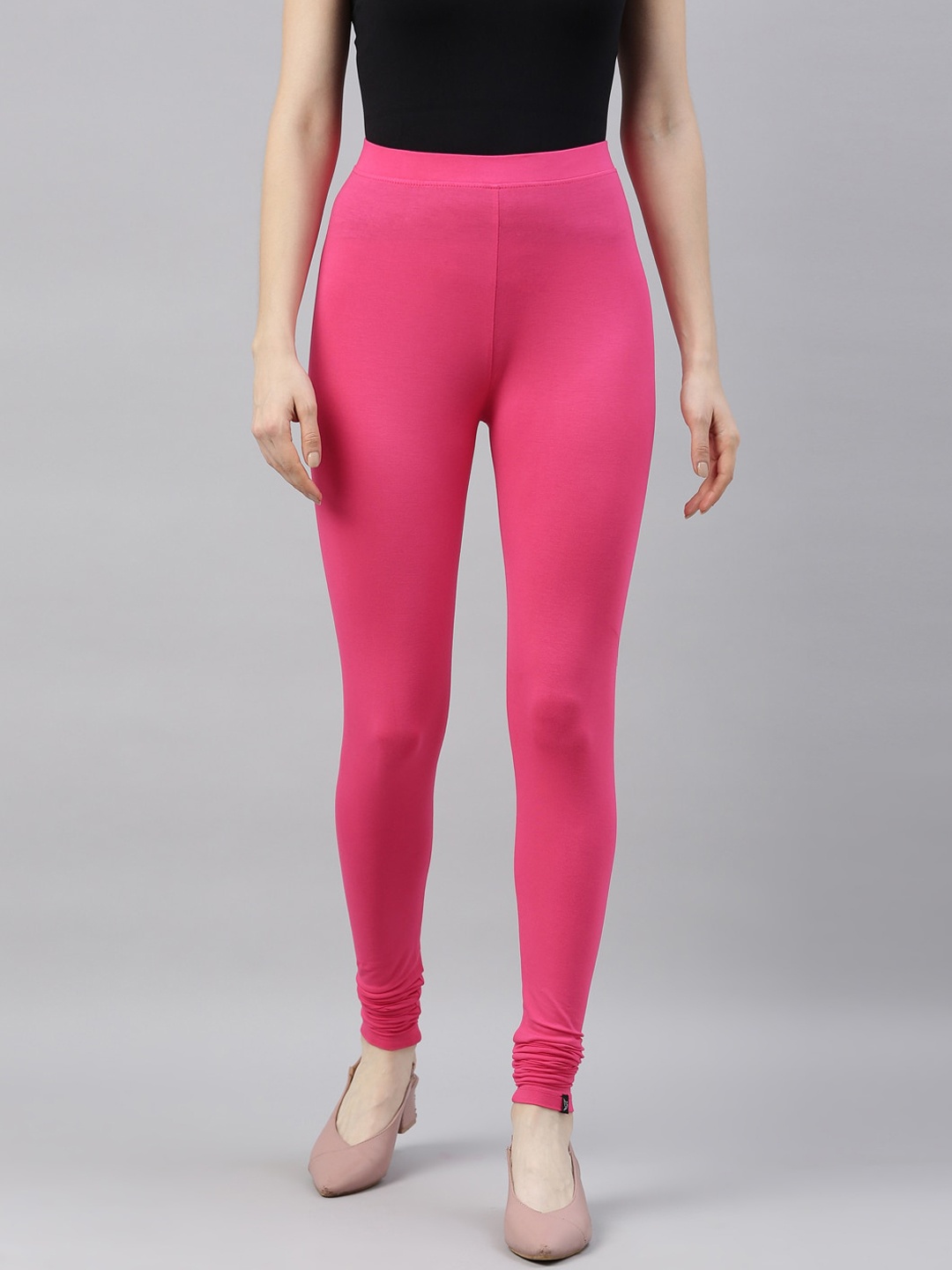 TWIN BIRDS Women Pink Solid Churidar-Length Leggings
