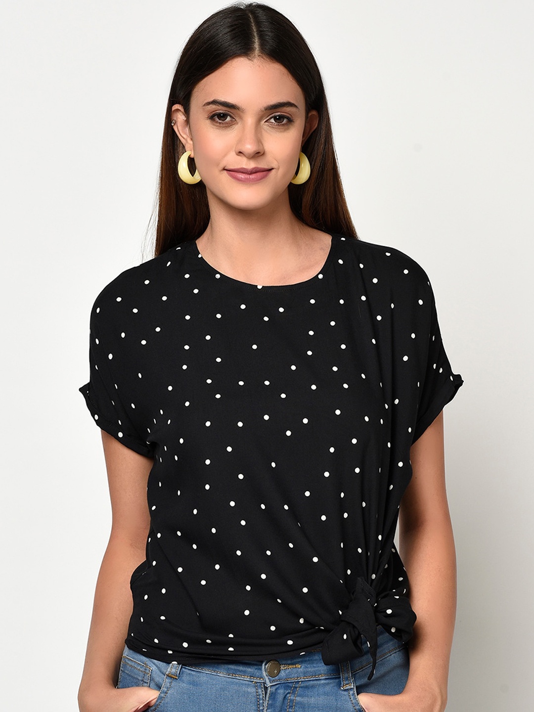 

METTLE Black Printed Regular Top