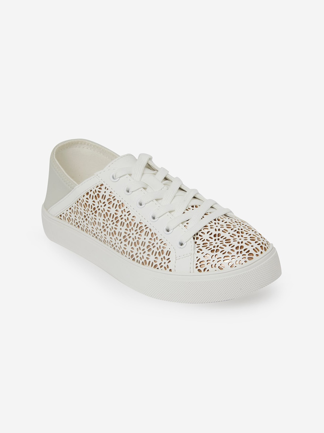 

ALDO Women White Perforated Sneakers