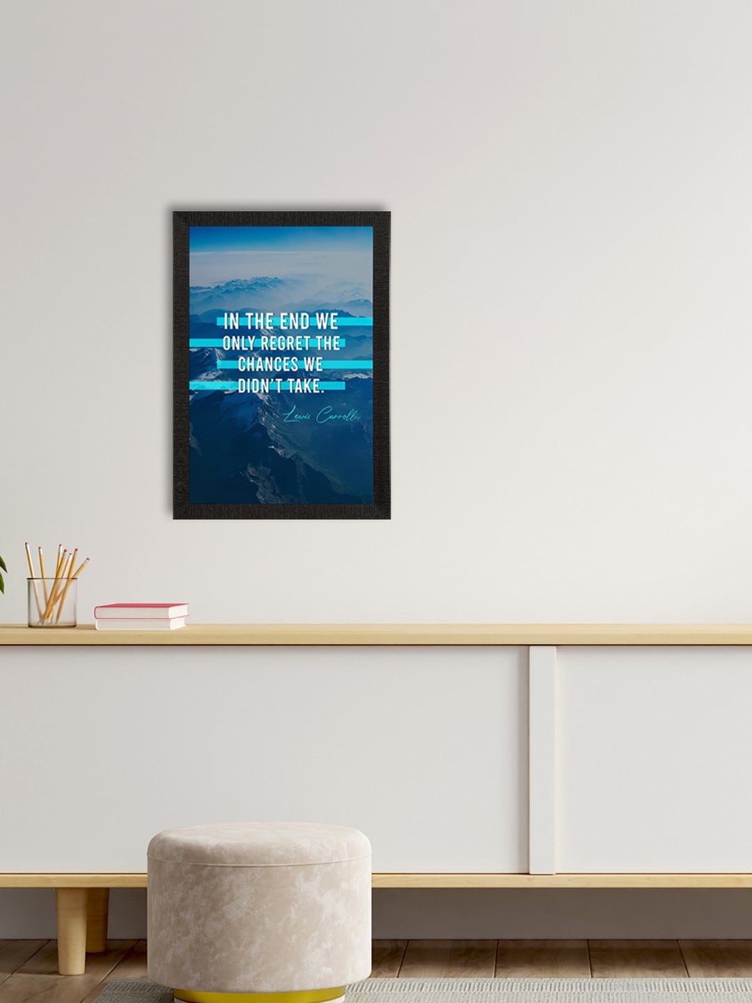 

eCraftIndia Blue & White Motivational Quote Satin Matte Texture UV Wall Painting