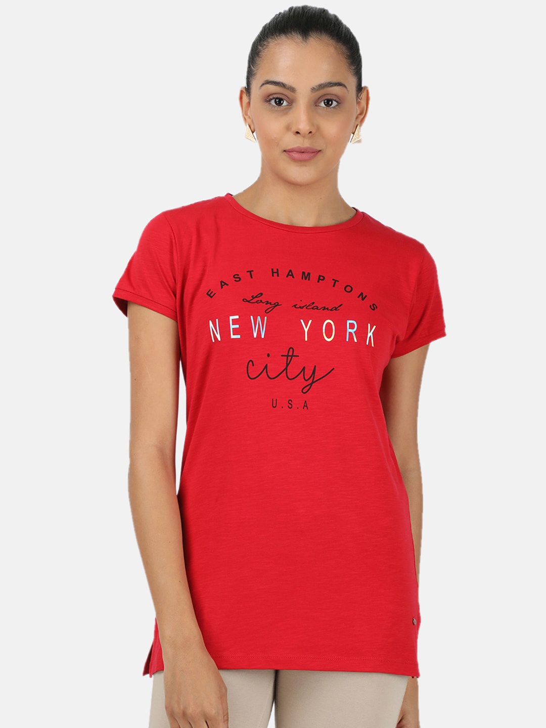 

Monte Carlo Red Printed Regular Top