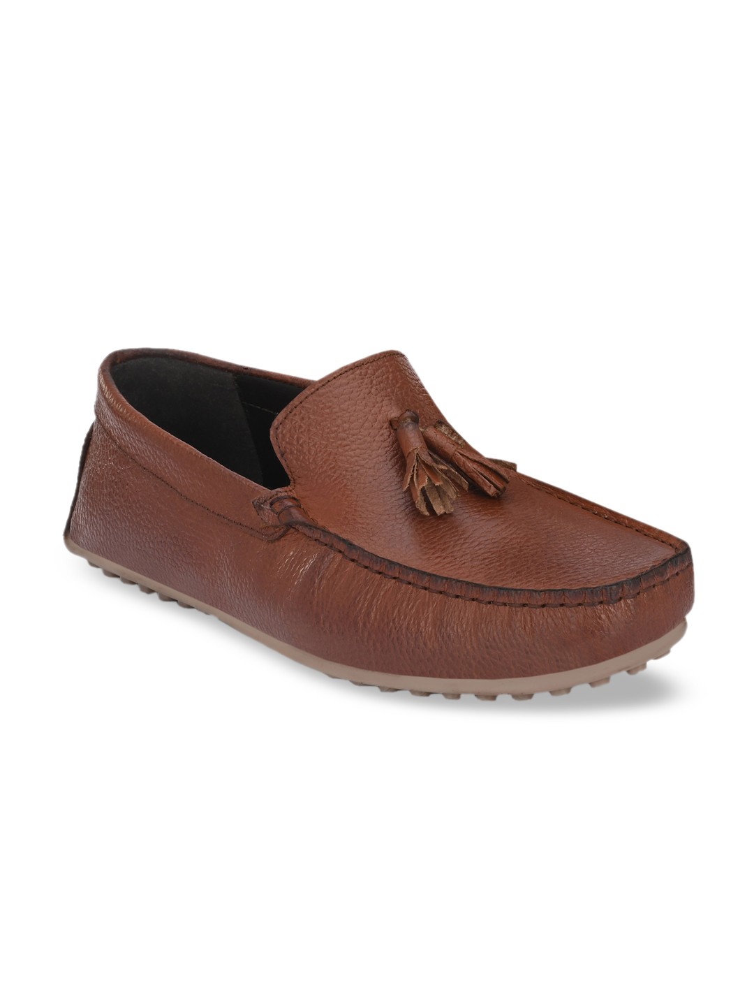 

CARLO ROMANO Men Tan Textured Leather Driving Shoes