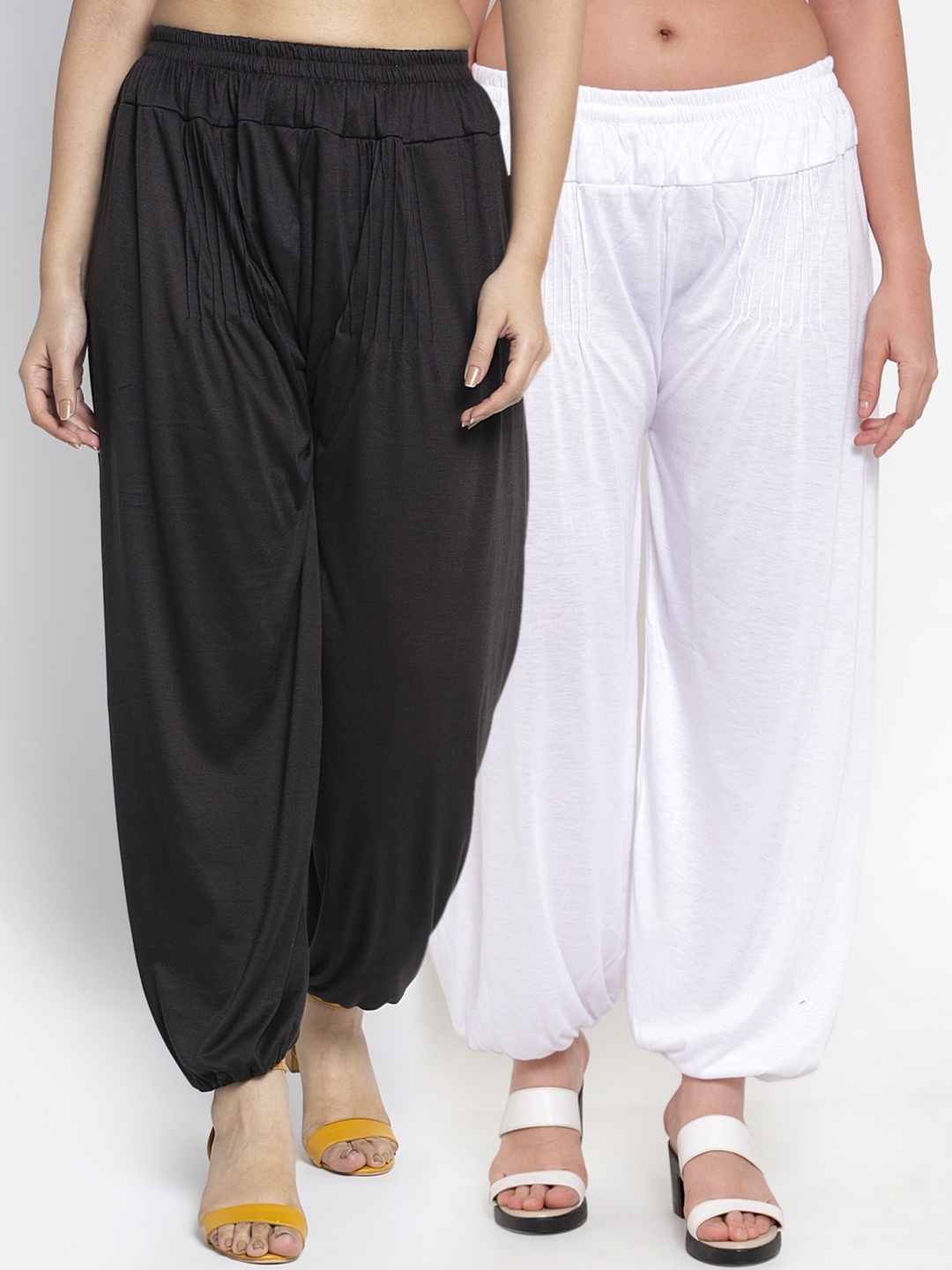 

GRACIT Women Pack Of 2 Solid Harem Pants, Black