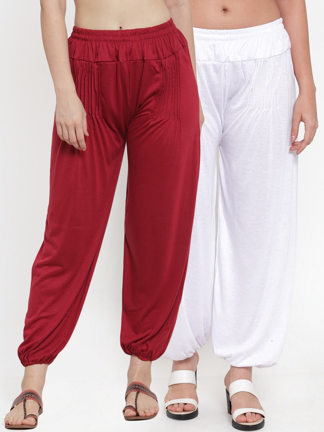 

GRACIT Women Pack Of 2 Solid Harem Pants, White