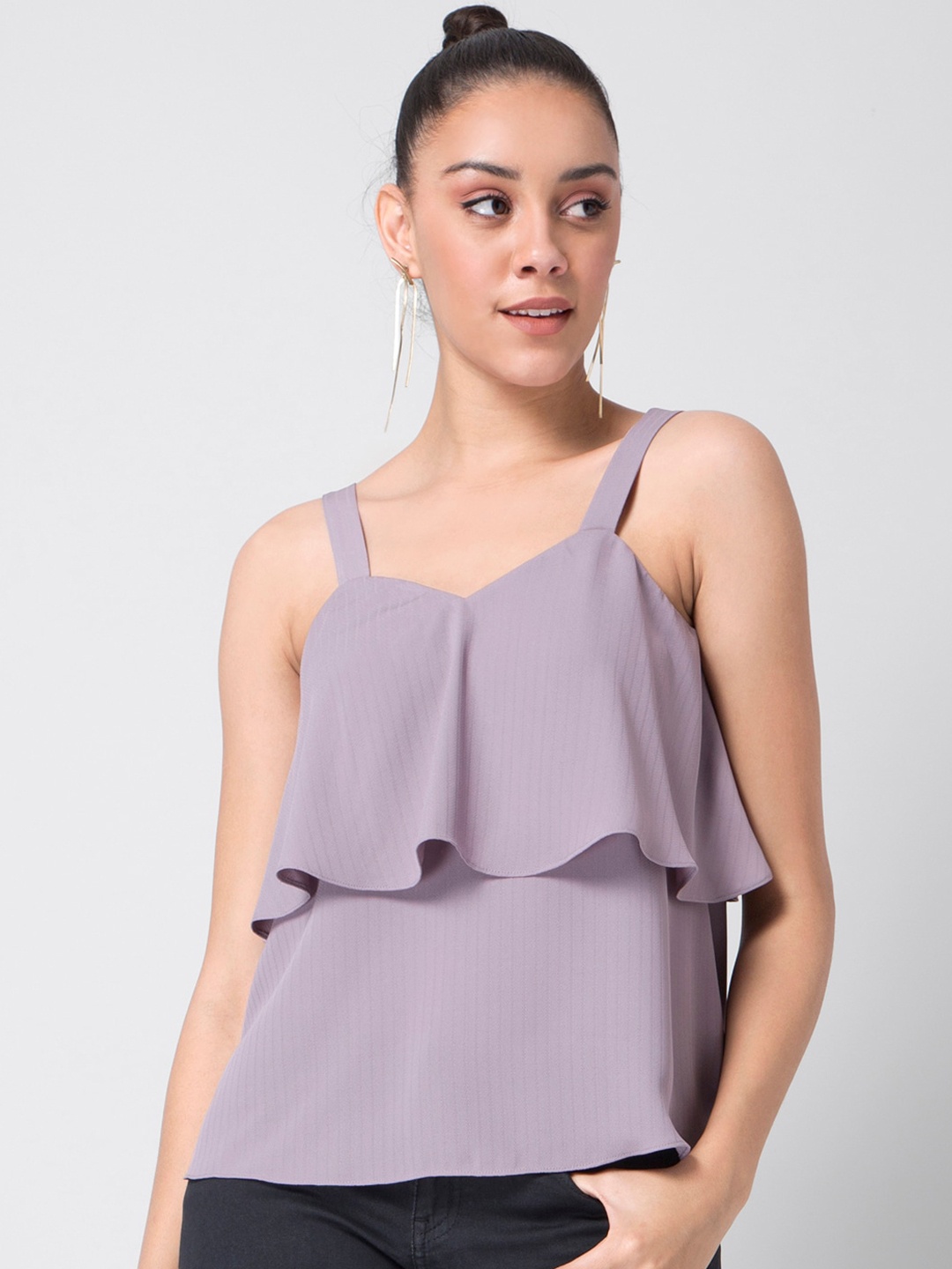 

FabAlley Purple Georgette Regular Top