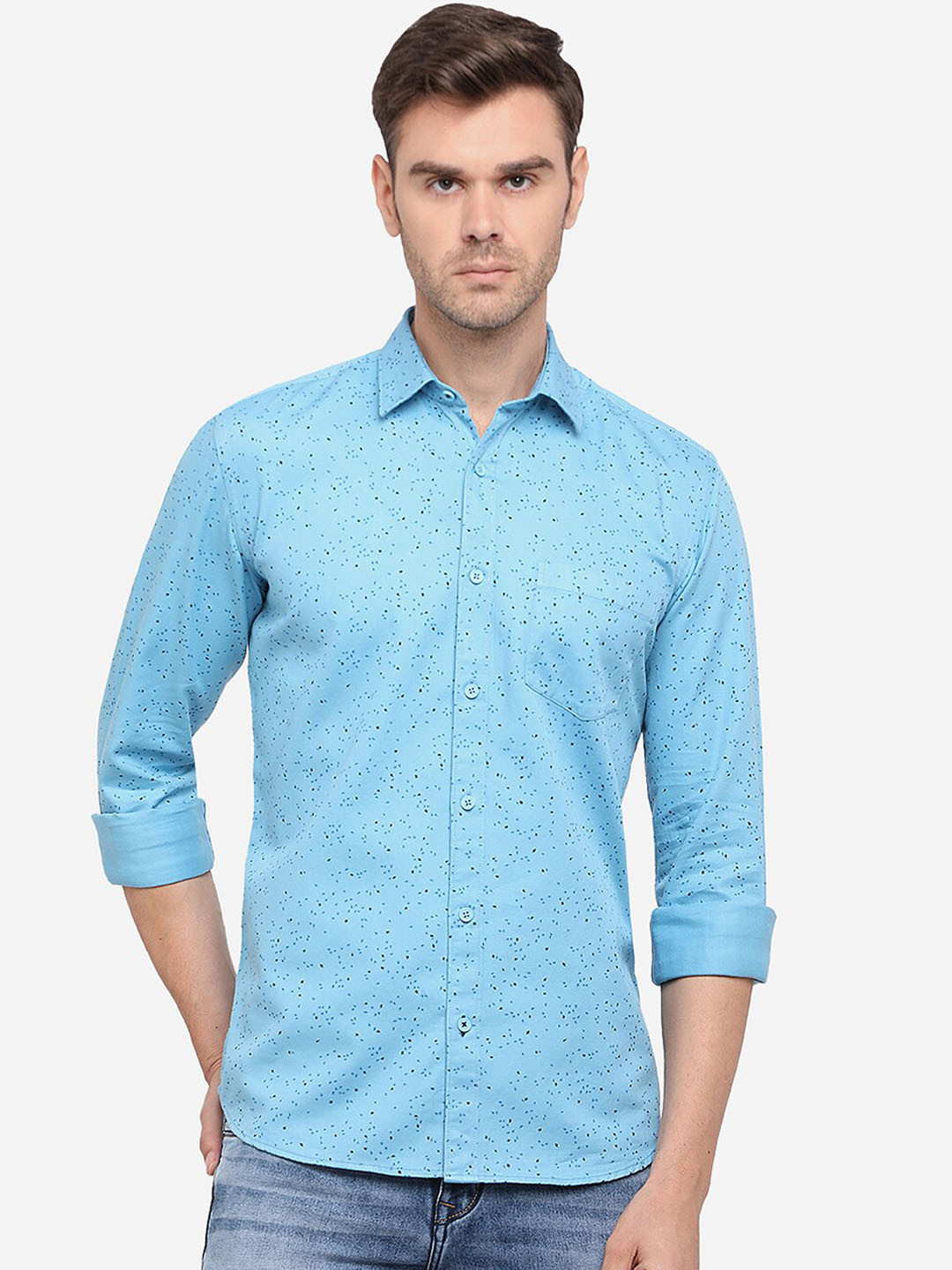 

Greenfibre Men Blue Slim Fit Printed Casual Shirt