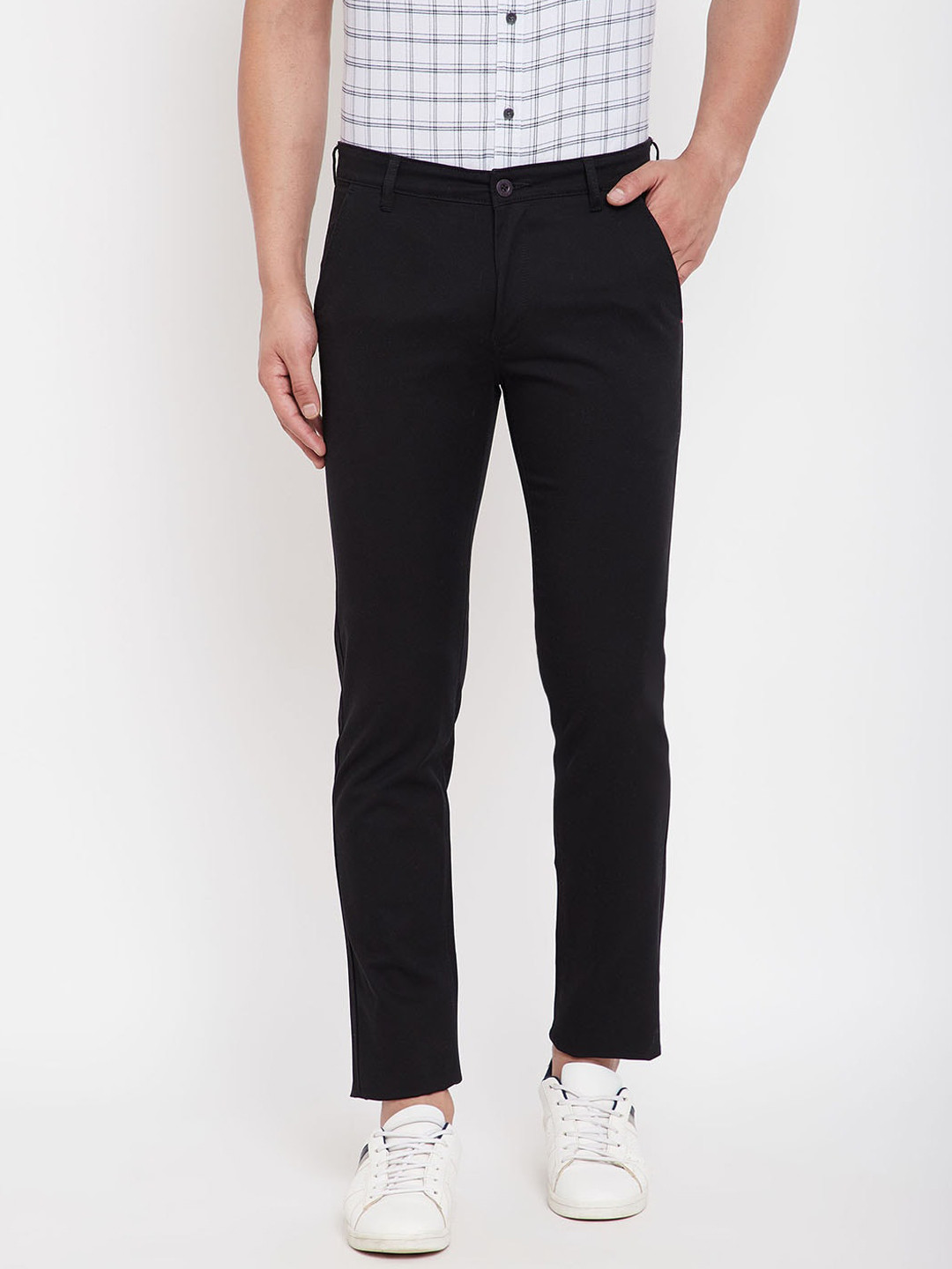 

Canary London Men Black Slim Fit Solid Regular Trousers