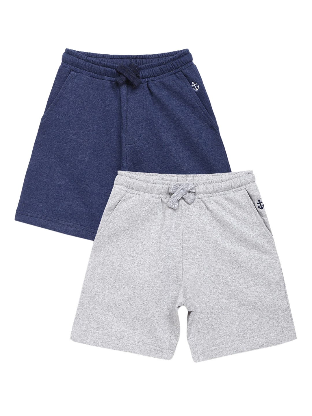 

Campana Boys Pack Of 2 Blue & Grey Solid Regular Fit Regular Shorts