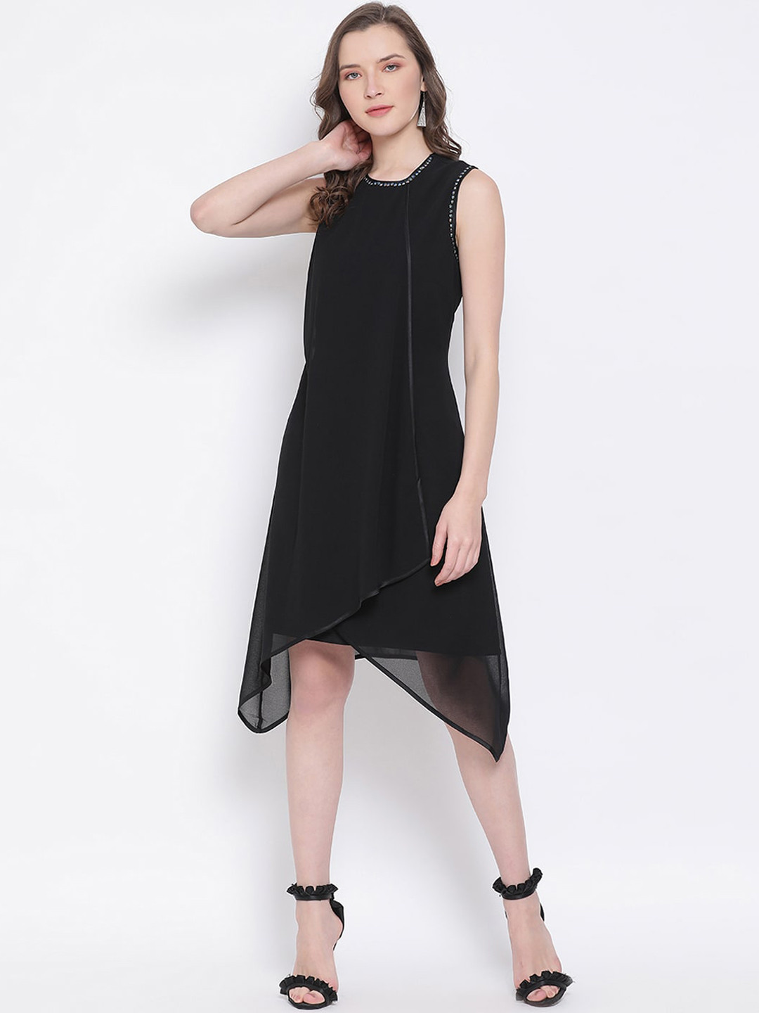

LY2 Women Black Solid A-Line Dress