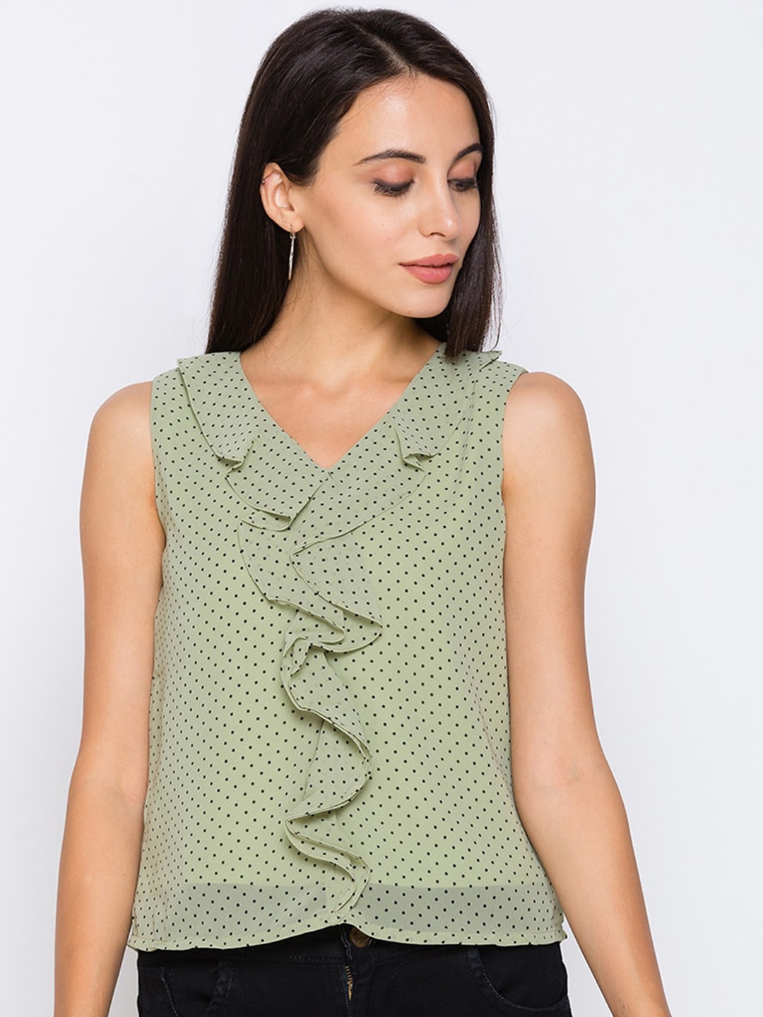 

Globus Green Printed Regular Top