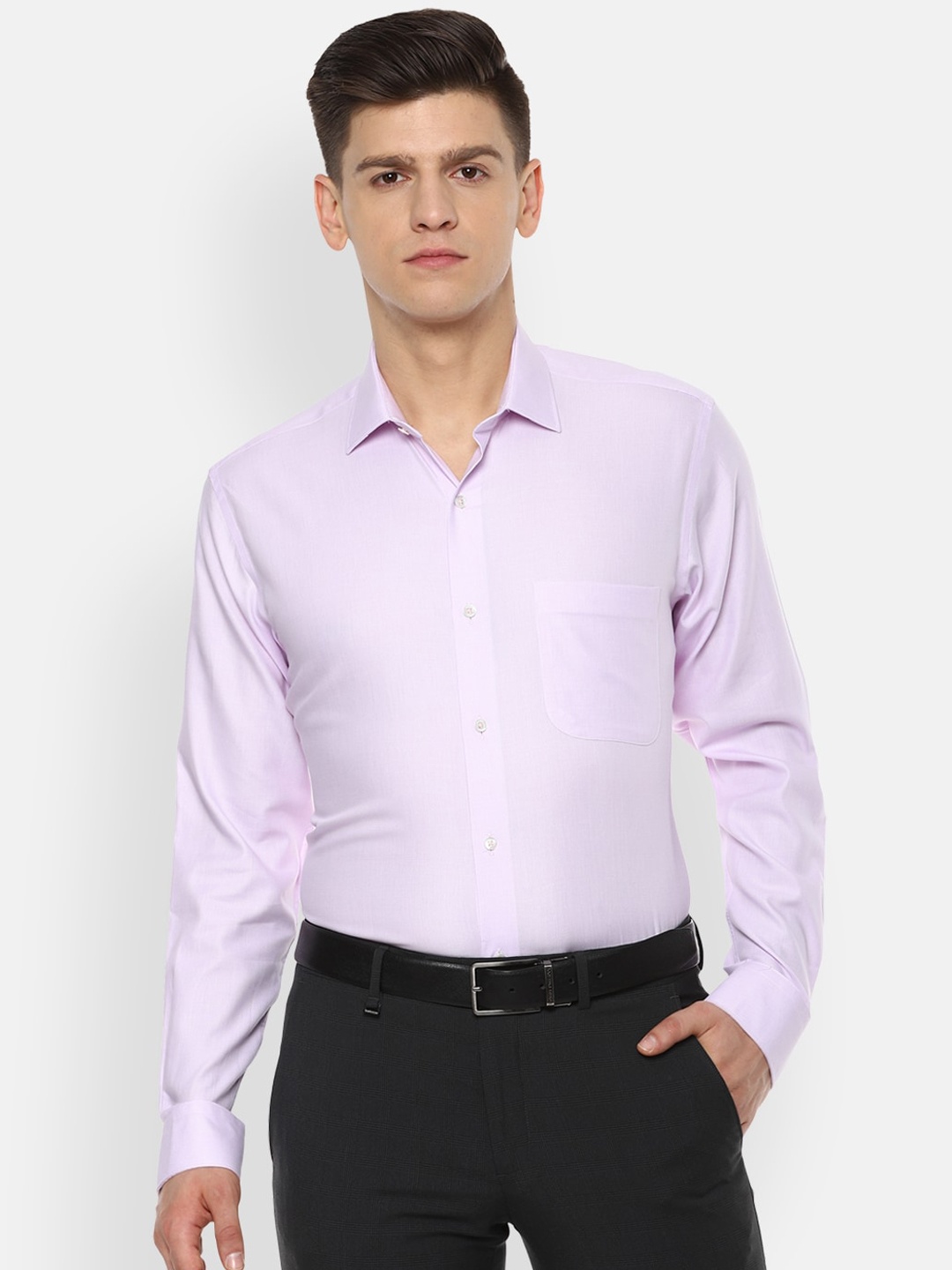 

Van Heusen Men Lavender Regular Fit Self Design Formal Shirt