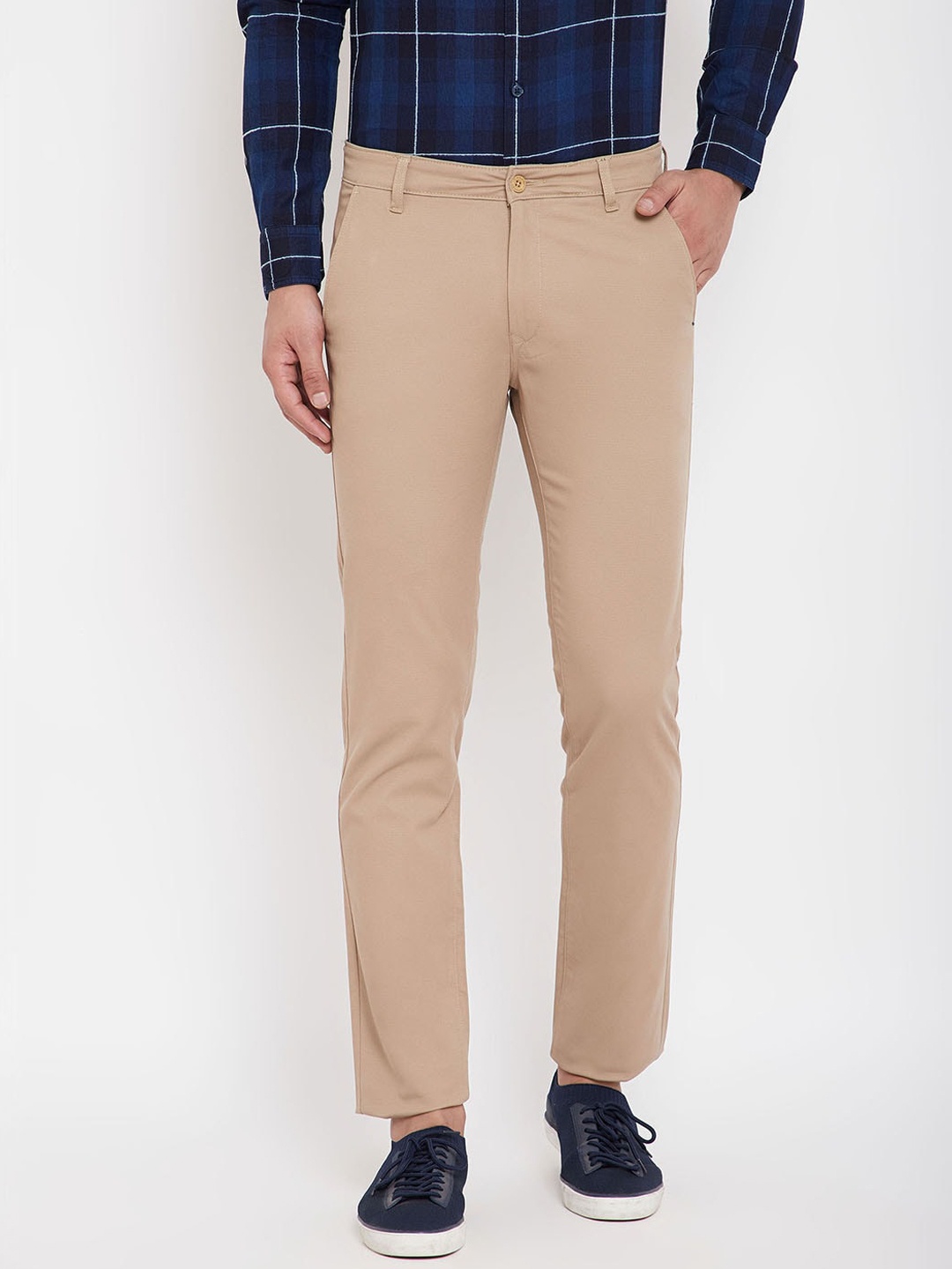 Canary London Men Khaki Slim Fit Solid Regular Trousers