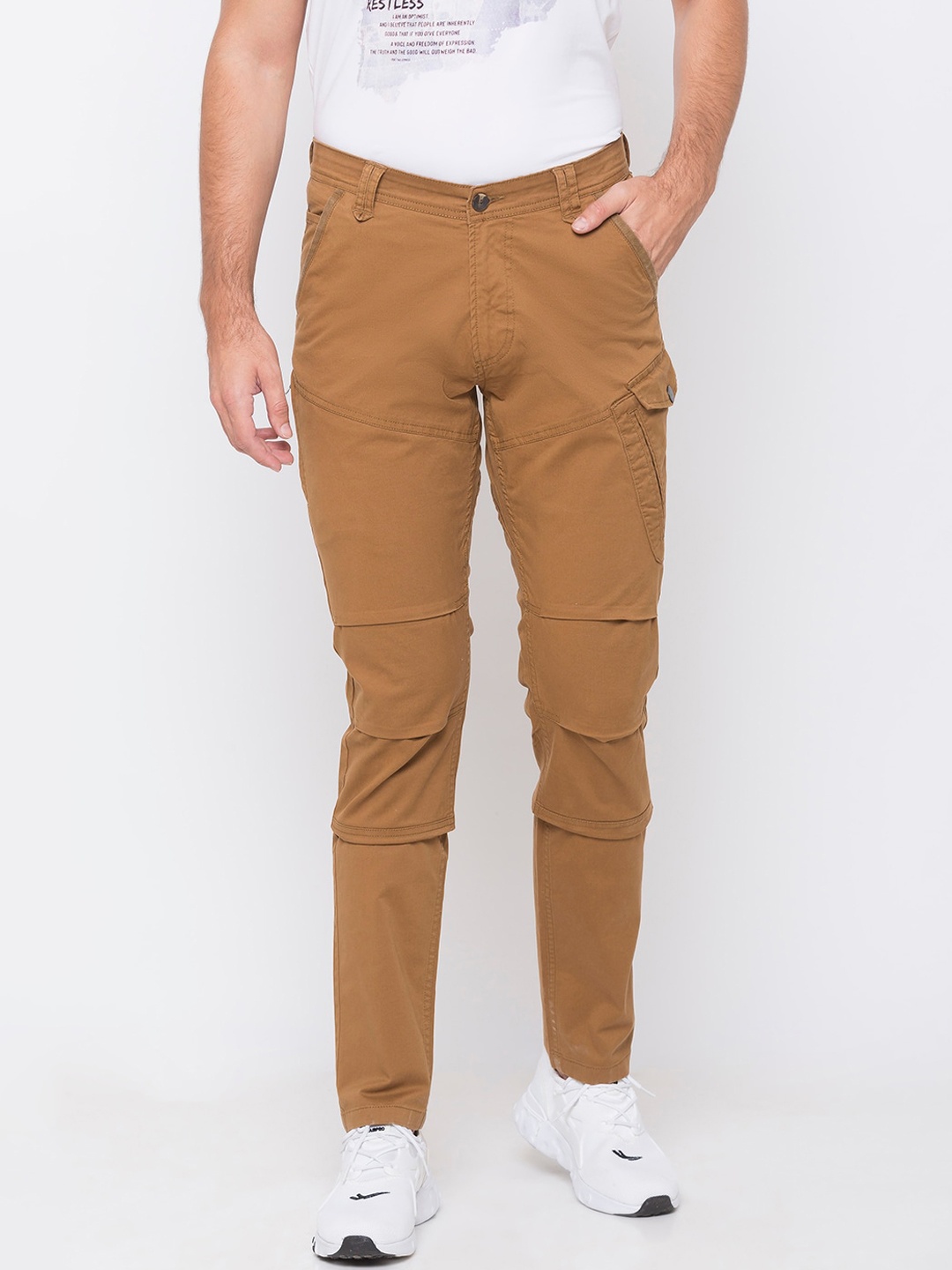 

SPYKAR Men Khaki Slim Fit Solid Cargos