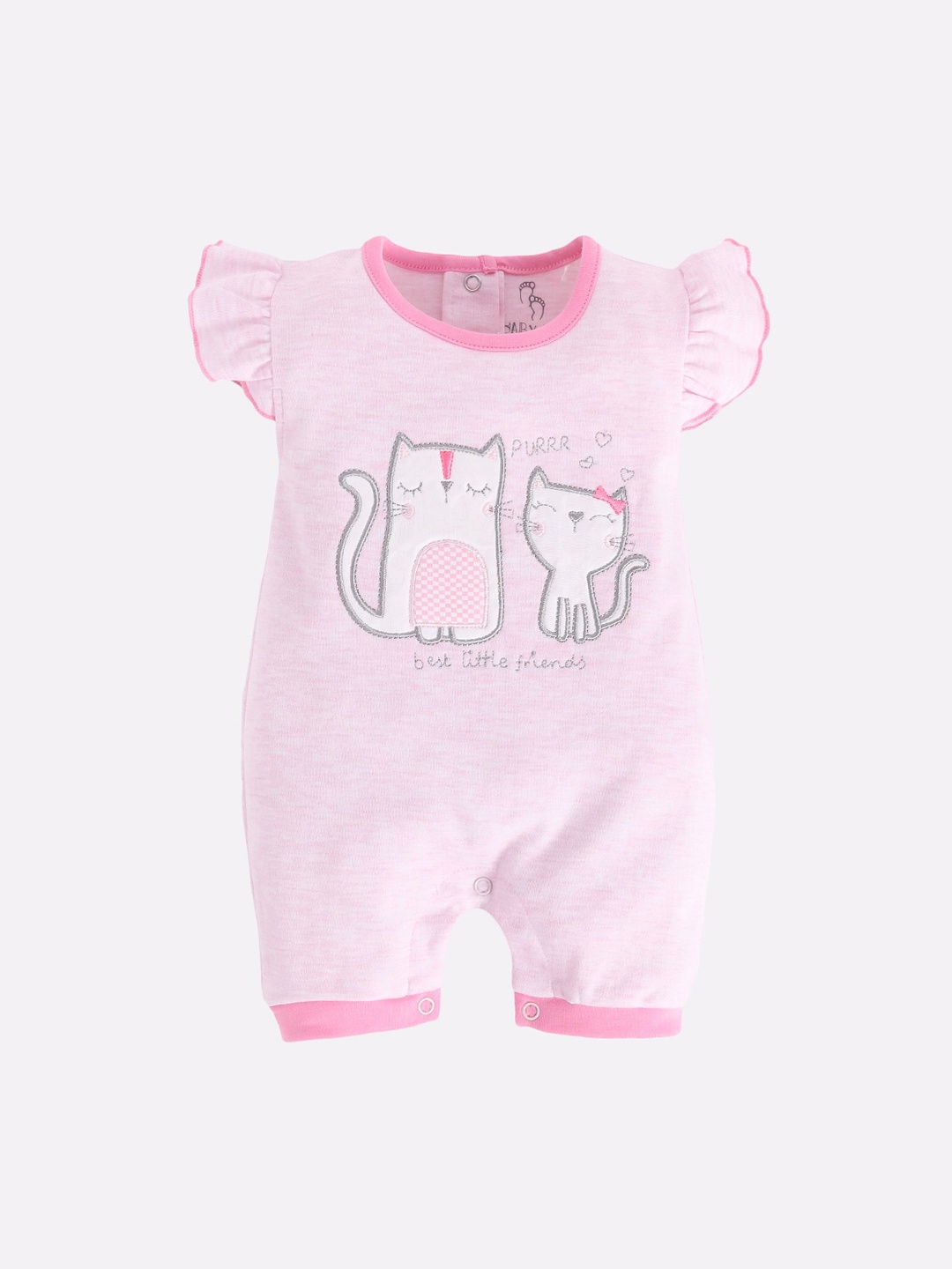 

BABY GO Infant Girls Pink & White Embroidered Pure Cotton Rompers