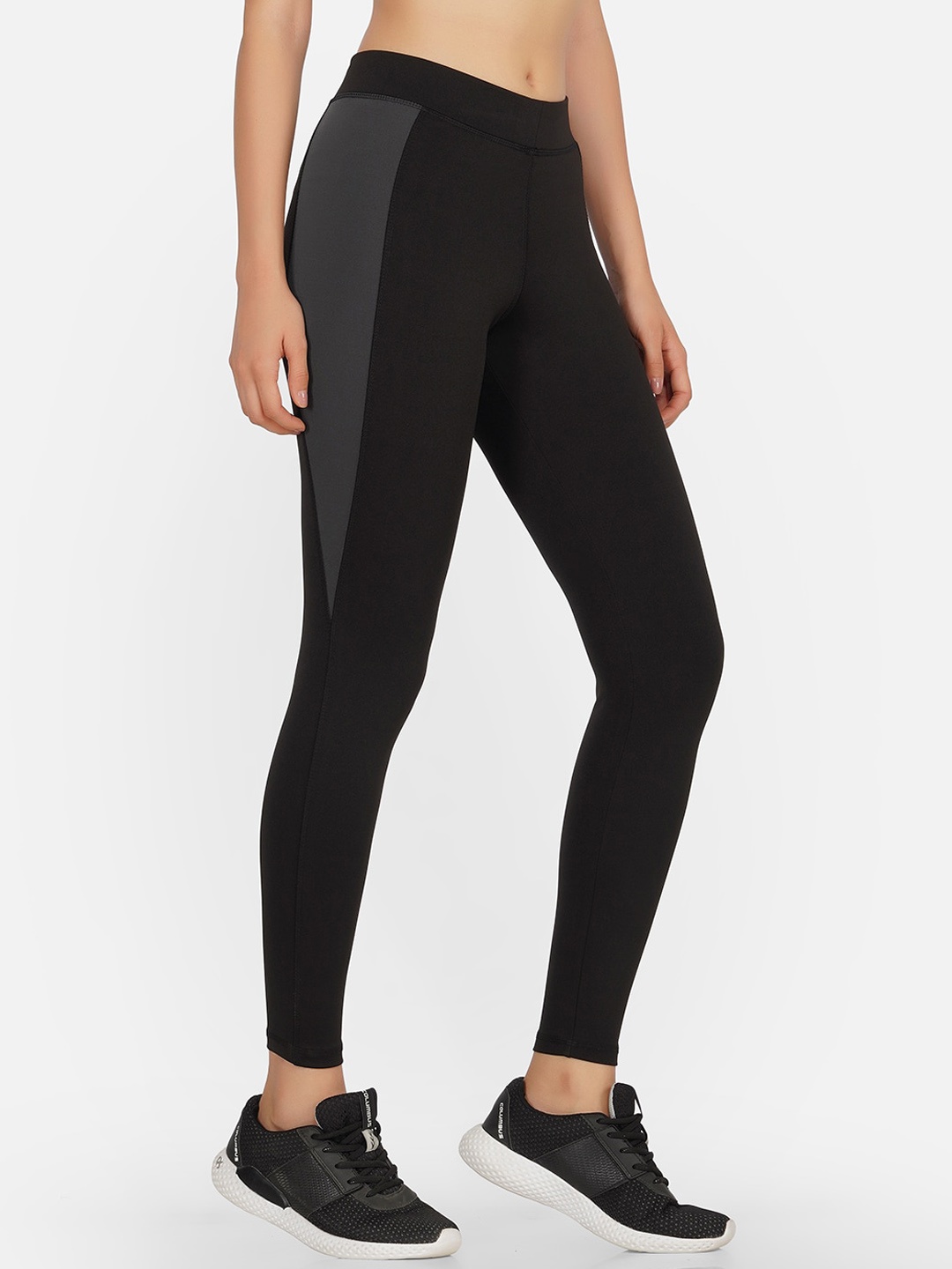 

NEU LOOK FASHION Black & Grey Colourblocked Gym Tights