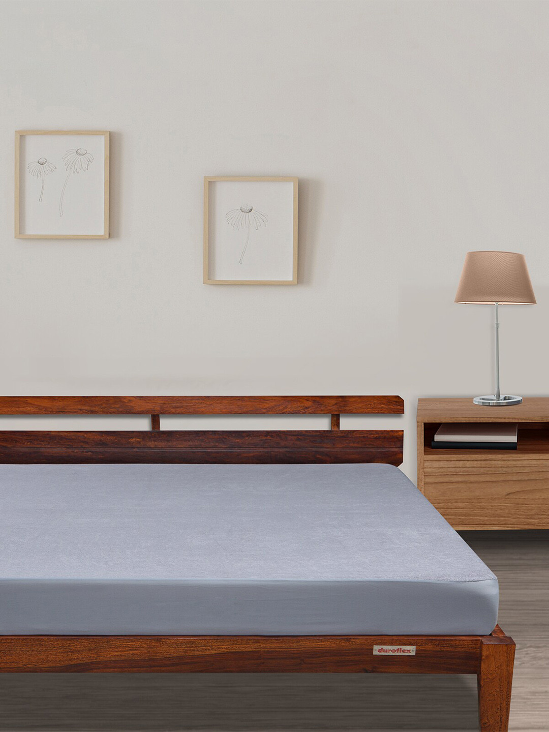 

Duroflex Grey Solid Duro Safe Antiviral Mattress Protector