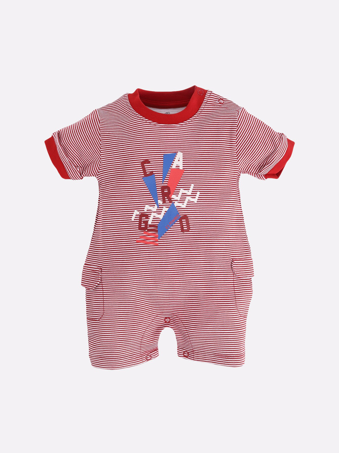 

BABY GO Infant Boys Red & White Striped Pure Cotton Rompers