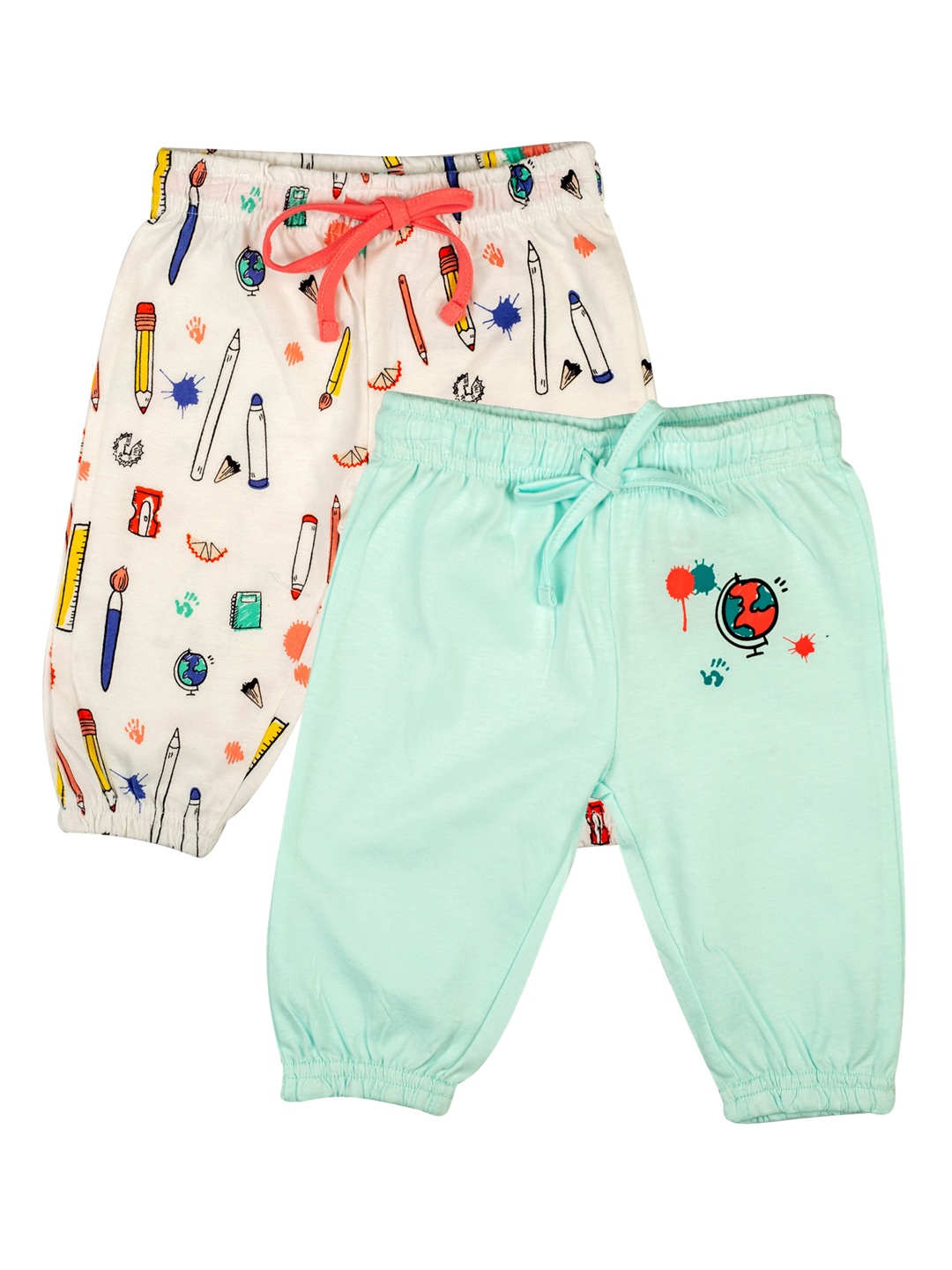 

MeeMee Infant Girls Pack Of 2 Pure Cotton Joggers, Green