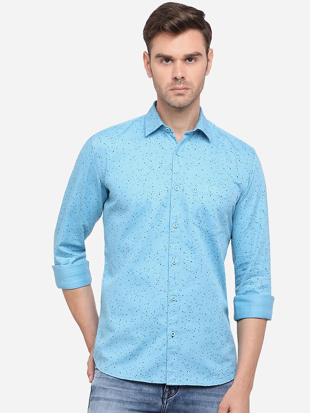 

Greenfibre Men Blue Slim Fit Printed Casual Shirt