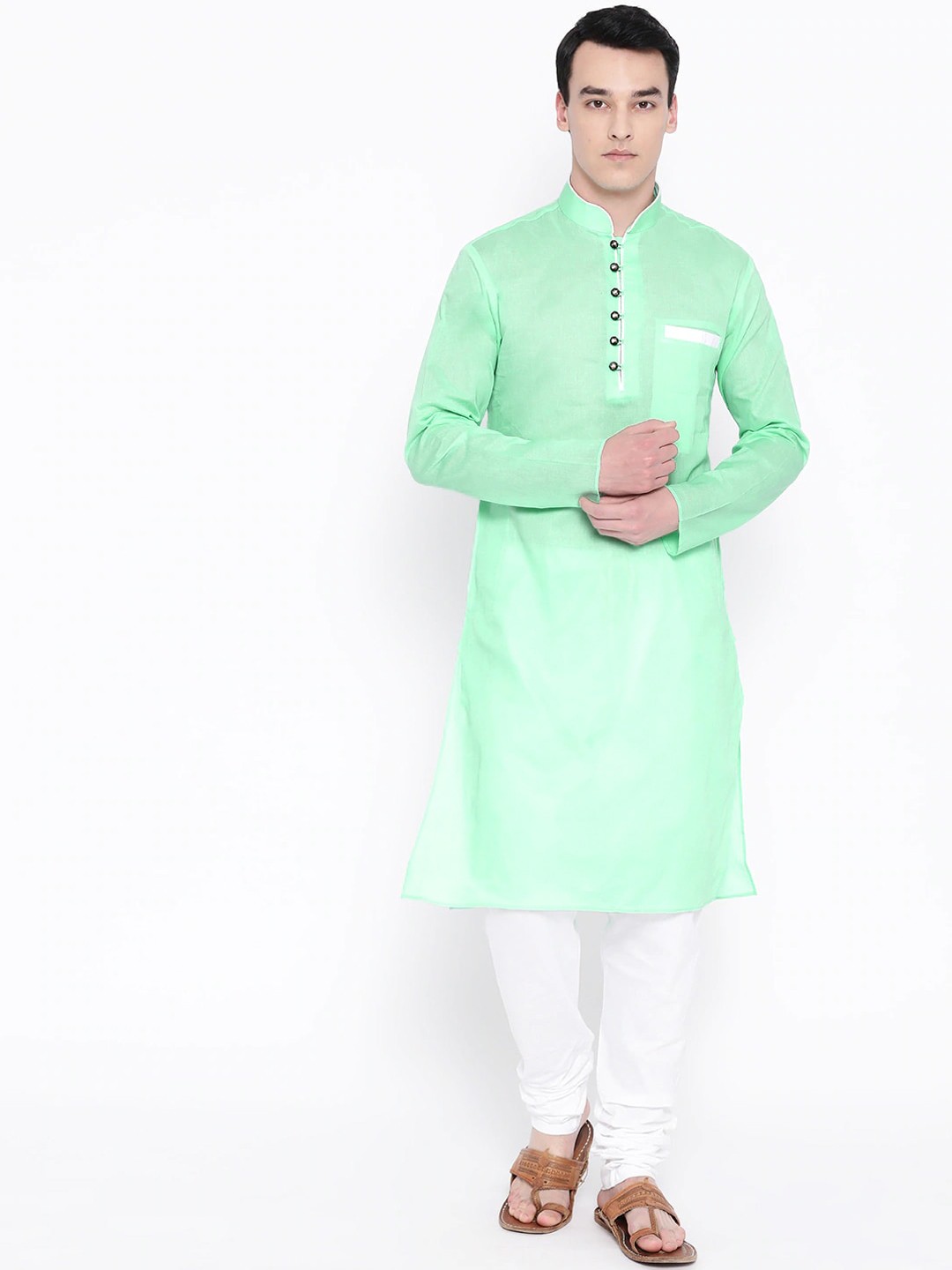 

SG LEMAN Men Lime Green Solid Kurta Sets for Man