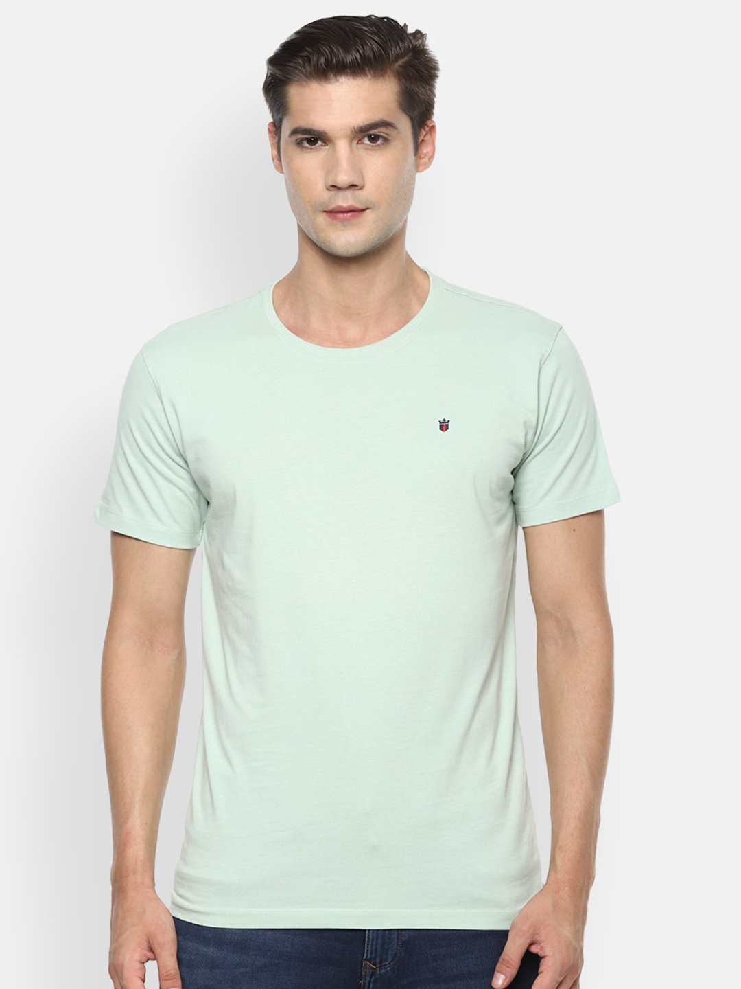 

Louis Philippe Jeans Men Green Solid Round Neck T-shirt