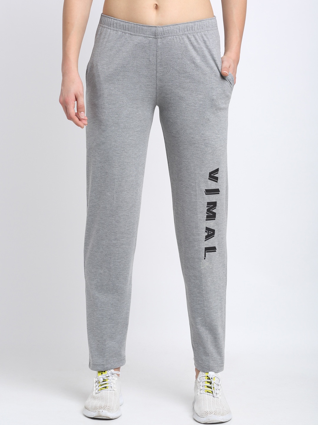 VIMAL JONNEY Women Grey Melange Solid Track Pants