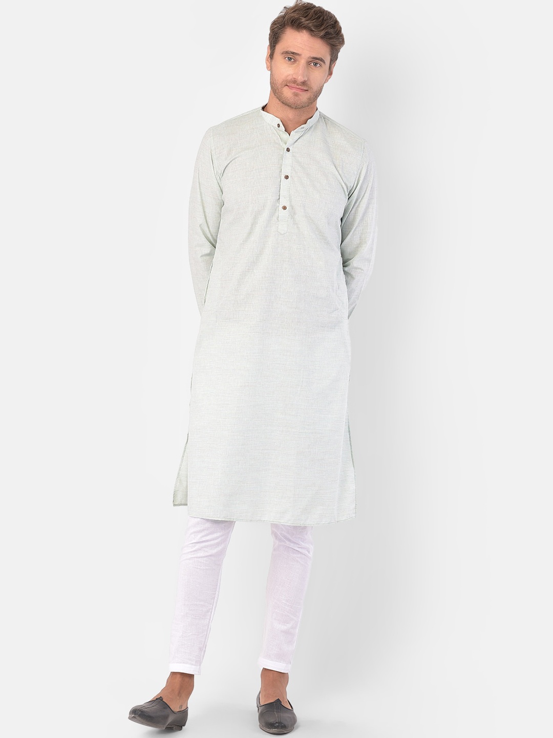 LAMAAYA Men Green Kurta and Churidar Set