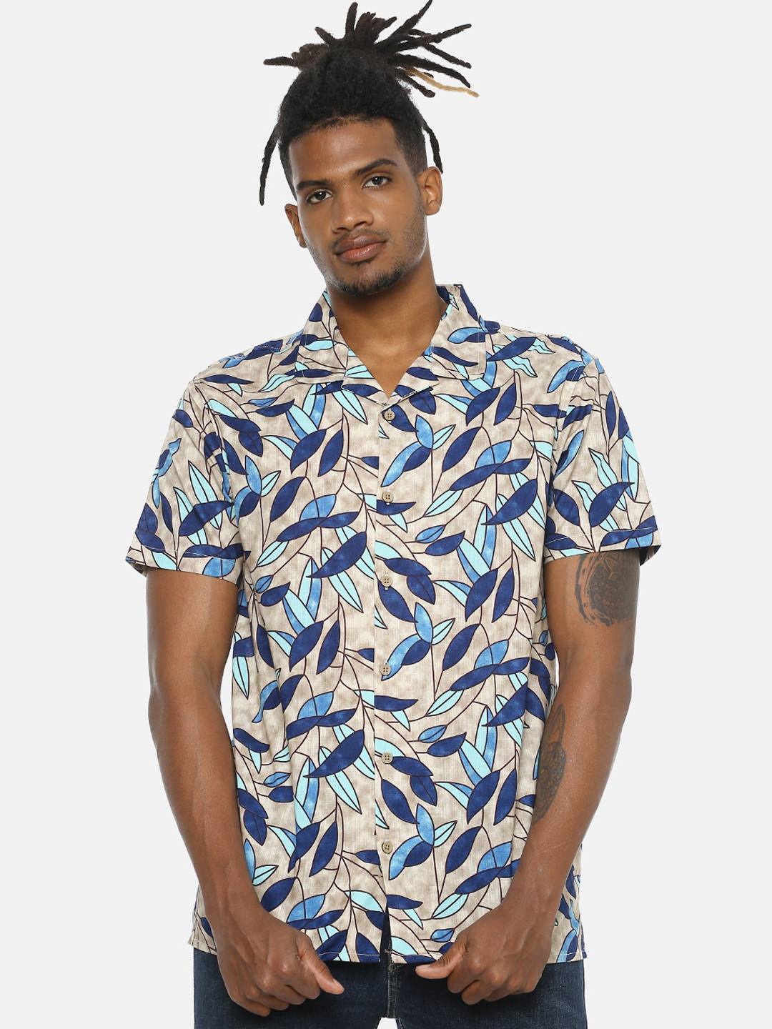 

Campus Sutra Men Brown & Blue Regular Fit Printed Casual Shirt