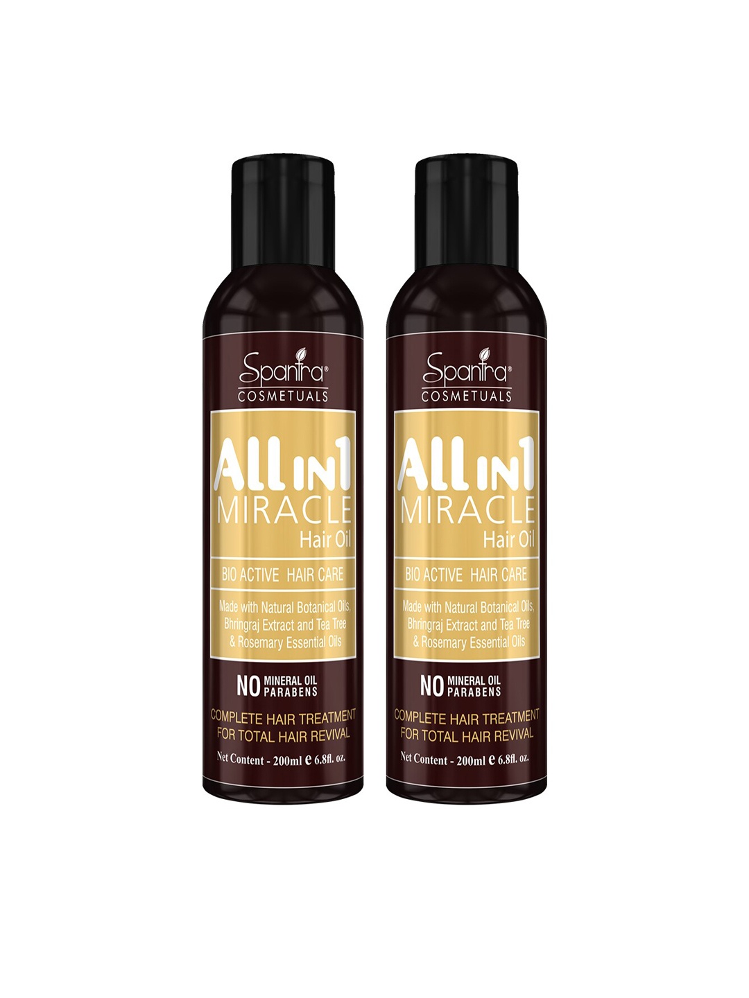 Spantra Set of 2 All in 1 Miracle Hair Oil - 200 ml each, Brown
