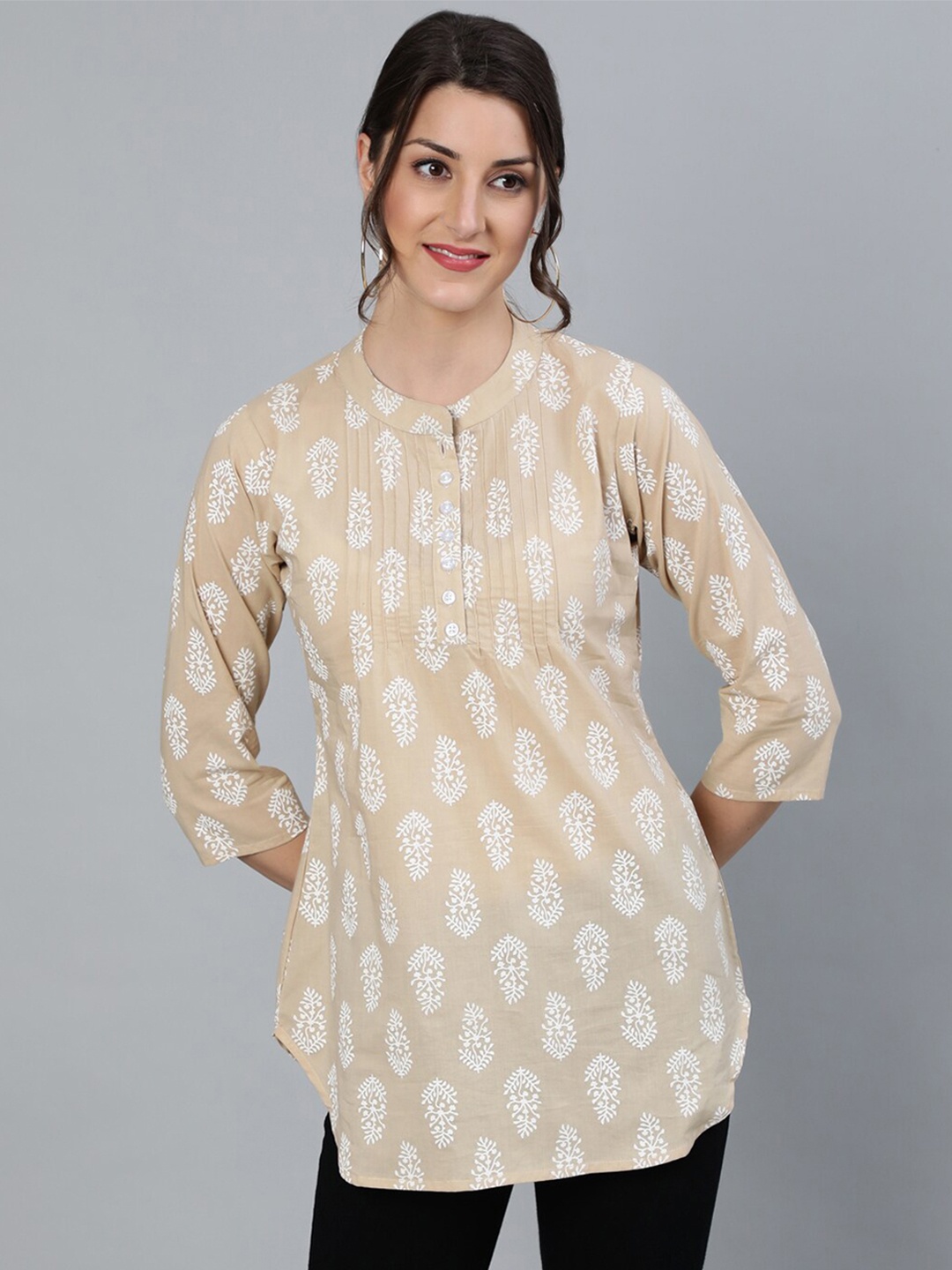 

Nayo Women Beige & White Printed Tunic