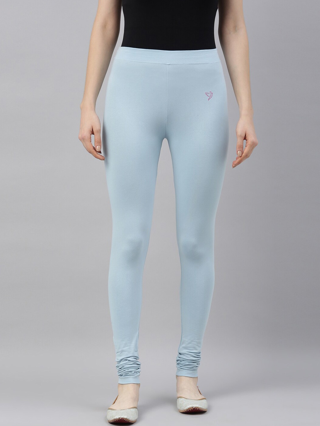 

TWIN BIRDS Women Blue Solid Churidar-Length Leggings