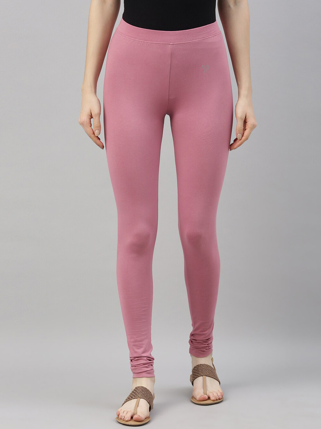 

TWIN BIRDS Women Pink Solid Churidar-Length Leggings