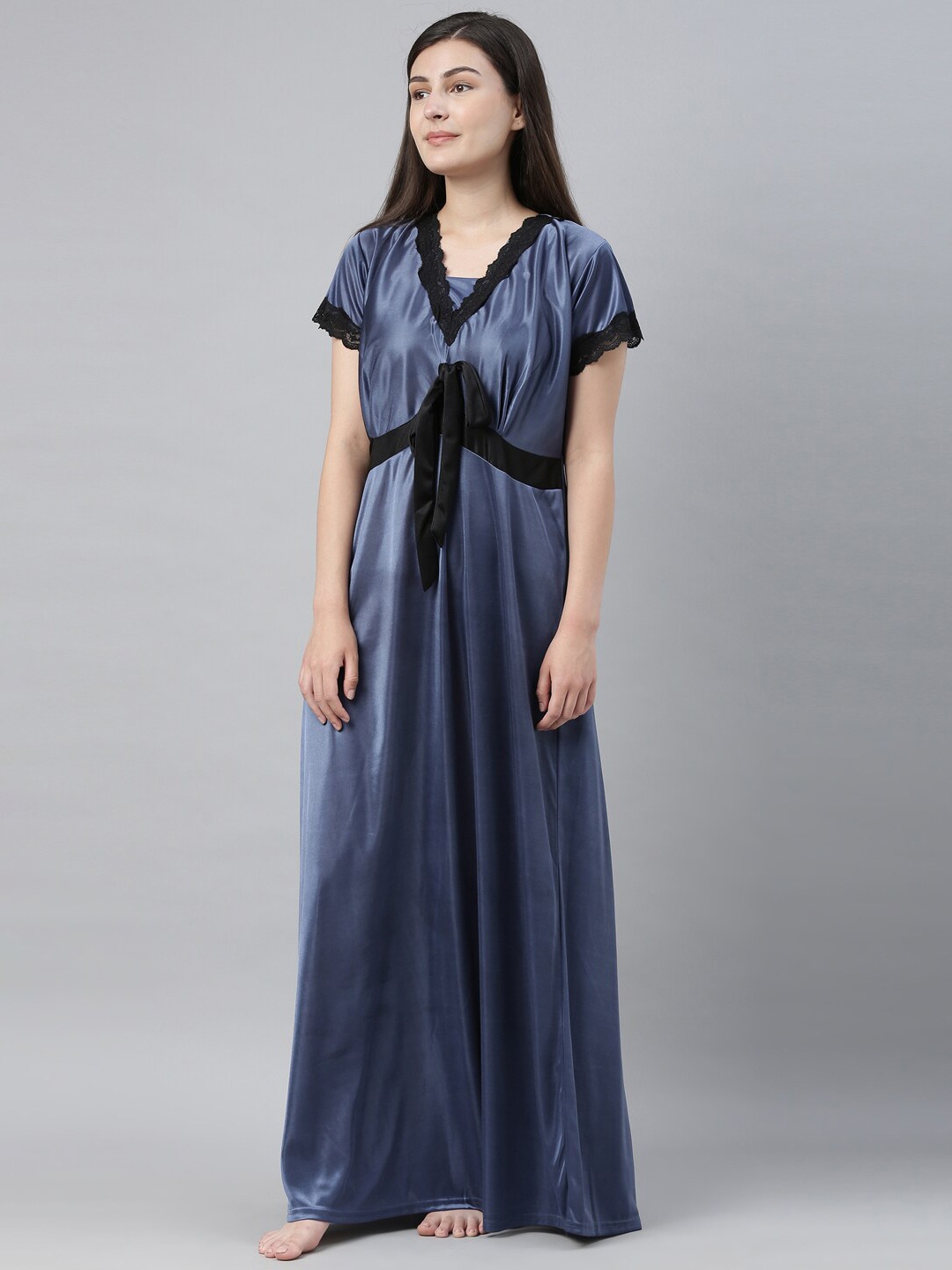 

Bailey sells Blue & Black Solid Japanese Satin Night Dress