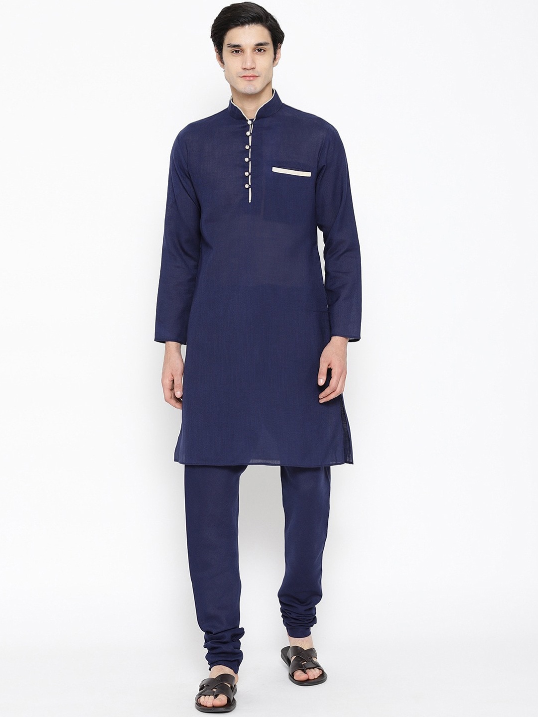 

SG LEMAN Men Navy Blue Solid Kurta Sets for Man